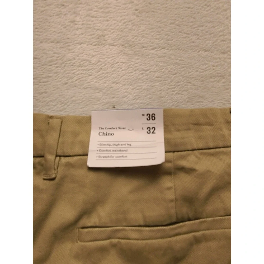 Goodfellow & Co Men's Slim Fit Chino Pants Khaki Tan 36x32 Comfort Stretch New